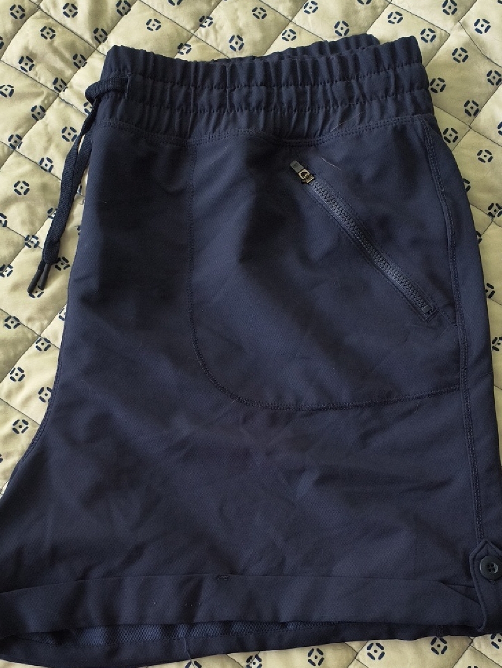 Tangerine Women's Navy Athletic Drawstring Shorts with Zip Pocket